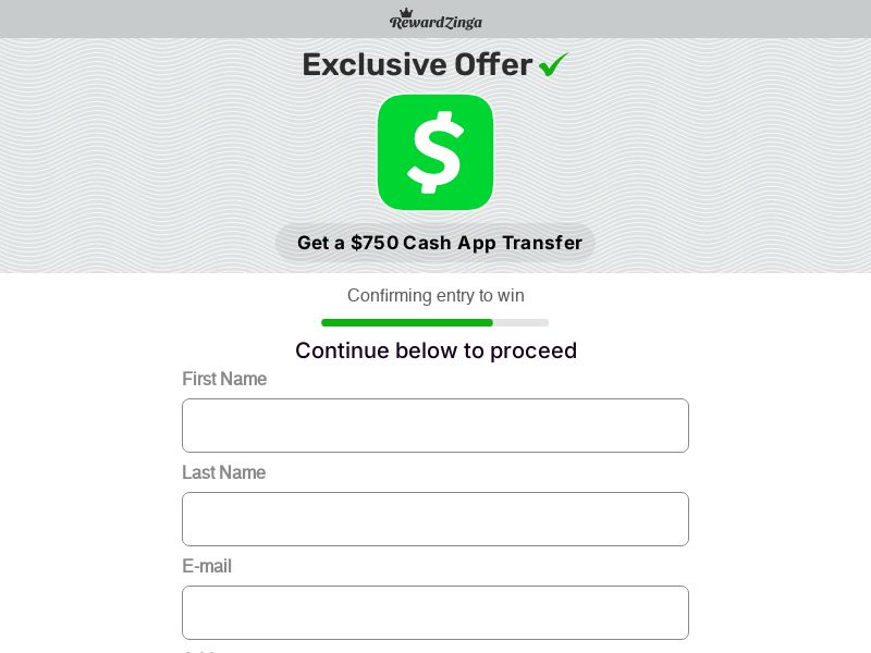 Reward Zinga - 750 Cash App - Social US Only - CPL - *Creative Approval*