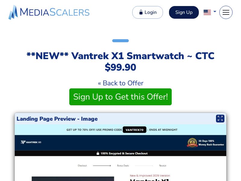 Vantrek X1 Smartwatch ~ CTC $99.90 {+DTC, Alt-Landers} (Event Tracking) [US]