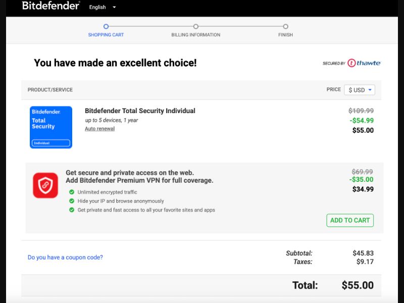 [WEB+MOB] BitDefender - Antivirus Plus DTC (CTC $50) - 5 Dev/1yr /US Revshare
