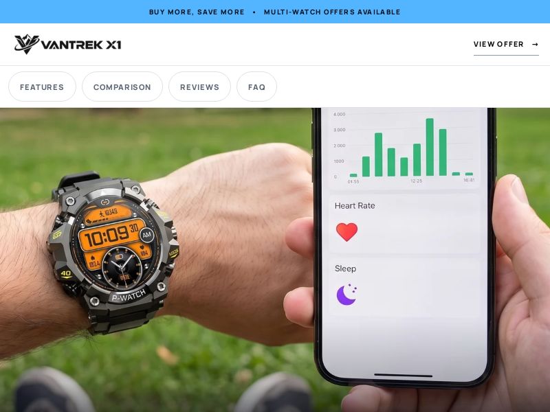Vantrek X1 Smartwatch - Product Page [US,UK,DE,AT,AU] (Social,Banner,Native,Push,SEO,Search,Brand Bidding) - CPA