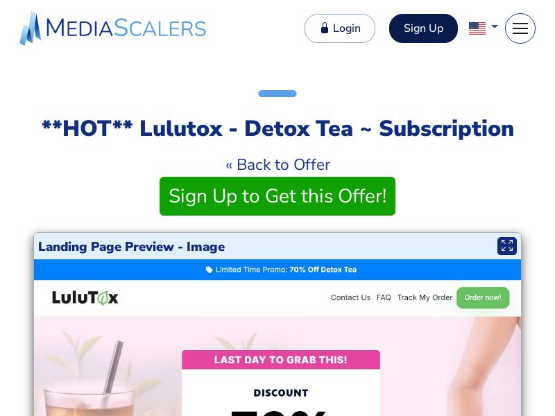 Lulutox - Detox Tea ~ Subscription {+Advertorial, DTC, Alt-Landers} (Event Tracking) [US, CA, AU, UK, NZ]