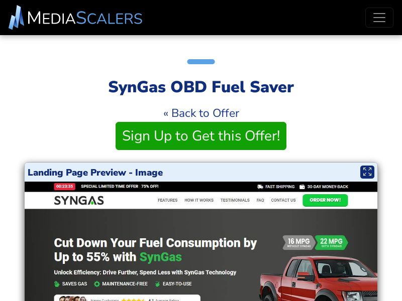 SynGas OBD Fuel Saver {+Advertorial, DTC, Alt-Landers} [US, DE, CA, AU, UK, FR, IL, +232 More]