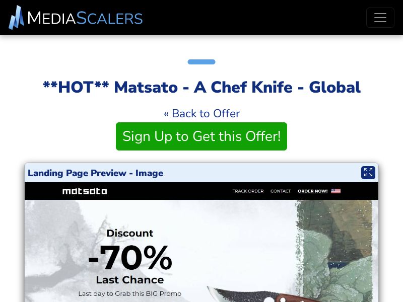 Matsato - A Chef Knife - Global {+Advertorial, DTC, Multi-Lang} (Event Tracking) [US, DE, CA, AU, UK, FR, IL, +44 More]