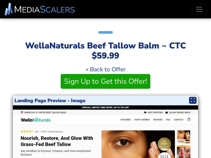 WellaNaturals Beef Tallow Balm ~ CTC $59.99 {+Advertorial, DTC, Alt-Landers} [US, DE, CA, AU, UK, FR, IL, +232 More]