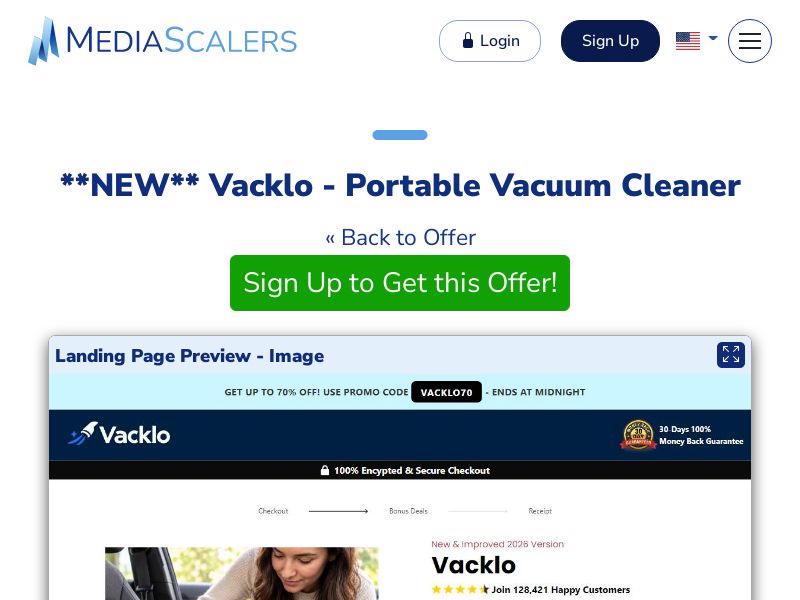 Vacklo - Portable Vacuum Cleaner {+DTC, Alt-Landers} (Event Tracking) [US]