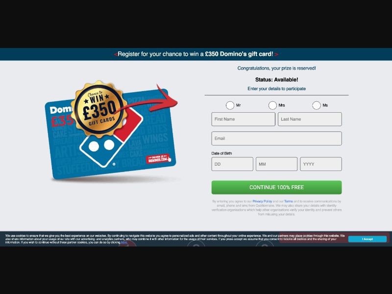 UK - Quiztionnaire - Dominos Giftcard - (CPL)