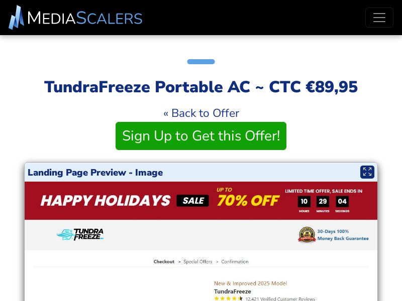 TundraFreeze Portable AC ~ CTC €89,95 {+Advertorial, DTC, Alt-Landers} (Event Tracking) [IE]