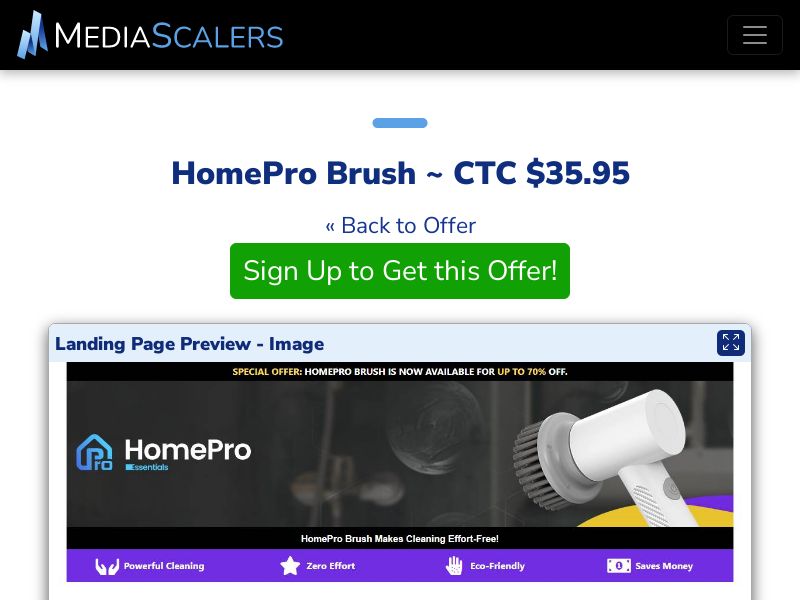 HomePro Brush ~ CTC $35.95 {+Advertorial, DTC} (Event Tracking) [US]