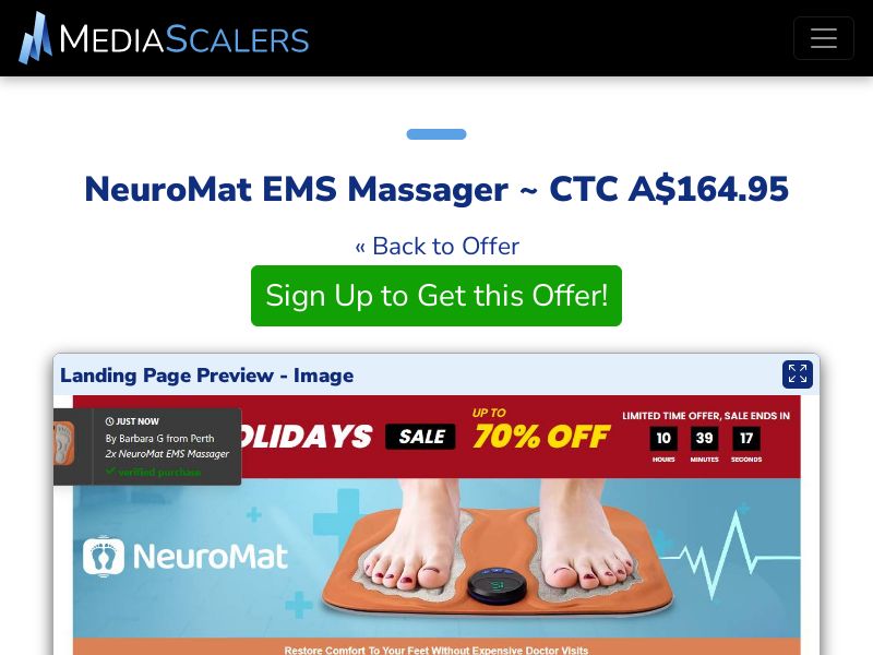 NeuroMat EMS Massager ~ CTC A$164.95 {+DTC, Alt-Landers} (Event Tracking) [AU]