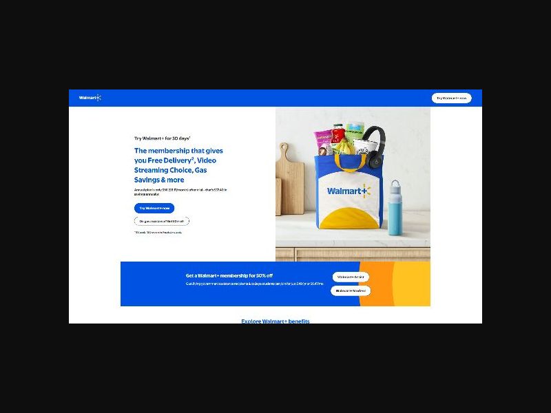 Walmart+ - 30-Day Free Trial Membership - CPS (US)