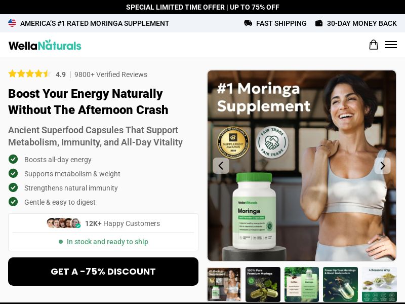 WellaNaturals Moringa Pills - Product Page [INTL] (Social,Banner,Native,Push,SEO,Search,Brand Bidding) - CPA