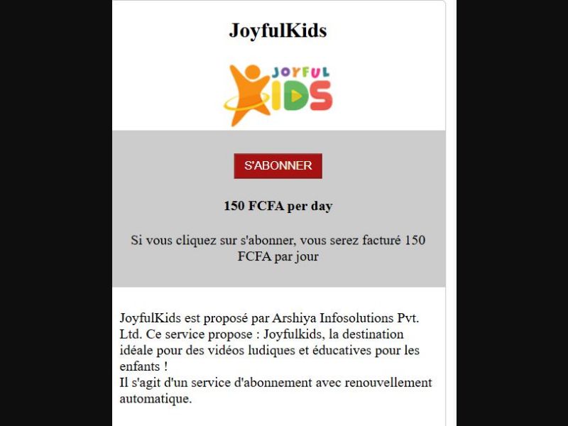 34582 - SN - [MOB] - Joyfull Kids - Orange - non billable - 2 Clicks
