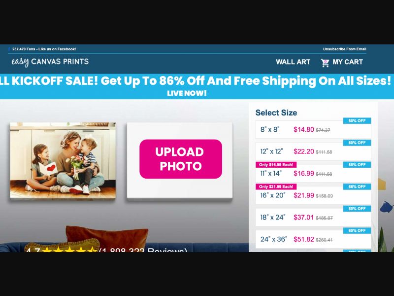 [WEB+MOB] Easy Canvas Prints - Free Shipping Combo /US CPS