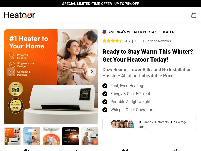 Heatoor Portable Heater - DTC [INTL] (Social,Banner,Native,Push,SEO,Search,Brand Bidding) - CPA