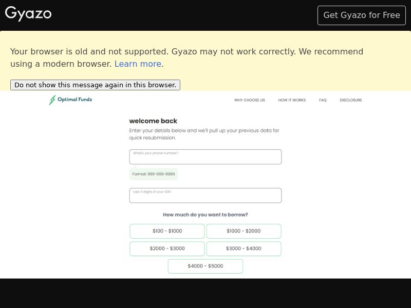 OptimalFundz - Loans up to $5K RevShare US - Approval needed