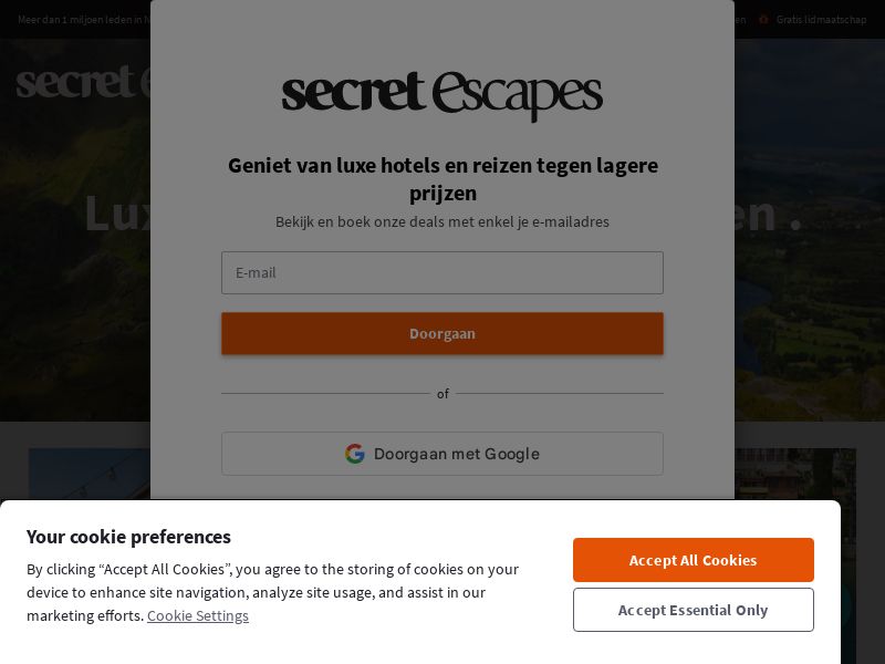 [WEB+MOB] Secret Escapes /NL - Revshare - 1.60%