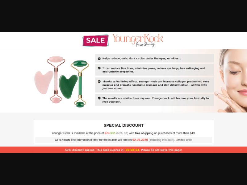 [WEB+MOB] Younger Rock – Facial Massage Roller /International (112 GEOs) CPS *FB/TT/Google/Taboola Pixel* [Approval Required]