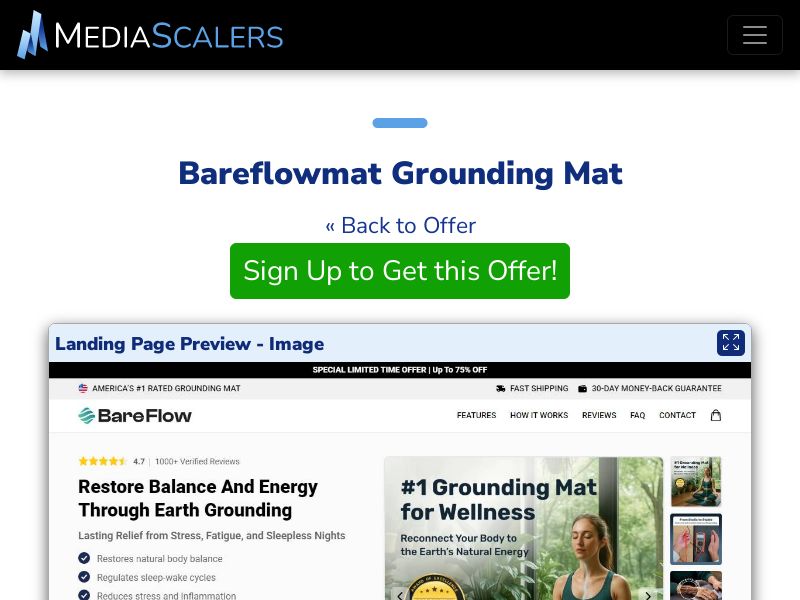 Bareflowmat Grounding Mat {+Advertorial, DTC, Alt-Landers} [US, DE, CA, AU, UK, FR, IL, +232 More]