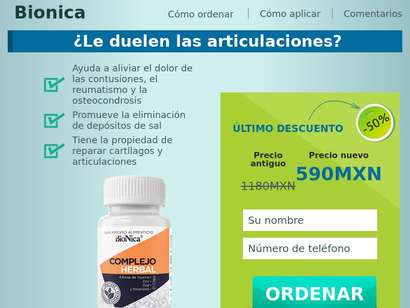 Bionica 590 MXN - ARTHRITIS PRODUCT HOLD