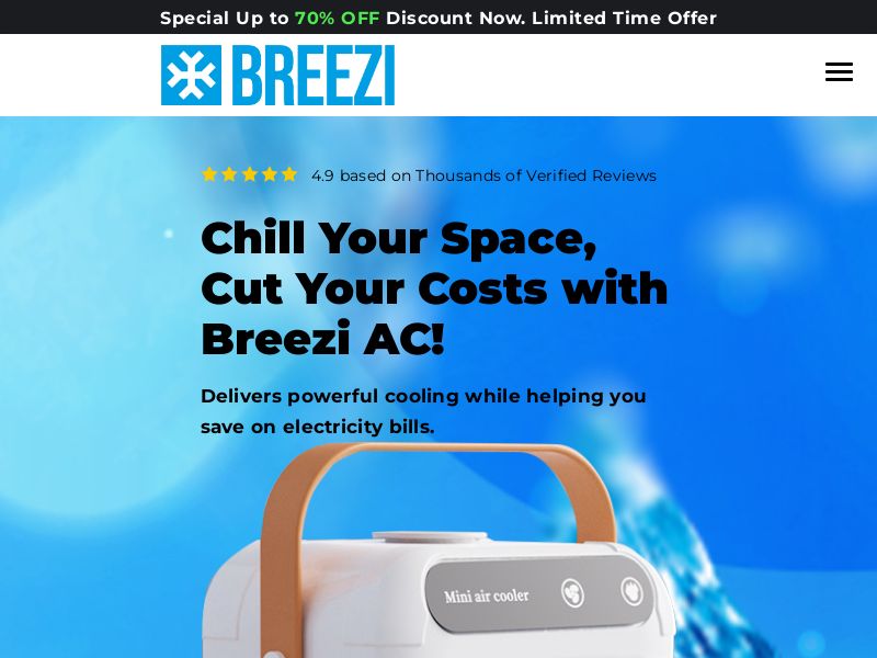 ! NEW OFFER - Breezi Portable AC - Product Page [US,UK,DE,AT] (Social,Banner,Native,Push,SEO,Search,Brand Bidding) - CPA