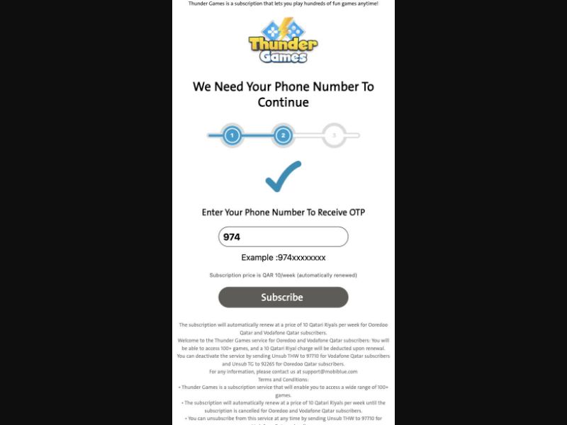 34855 - QA - [MOB] - Thunder Game - Ooredoo & Vodafone - non billable - PIN
