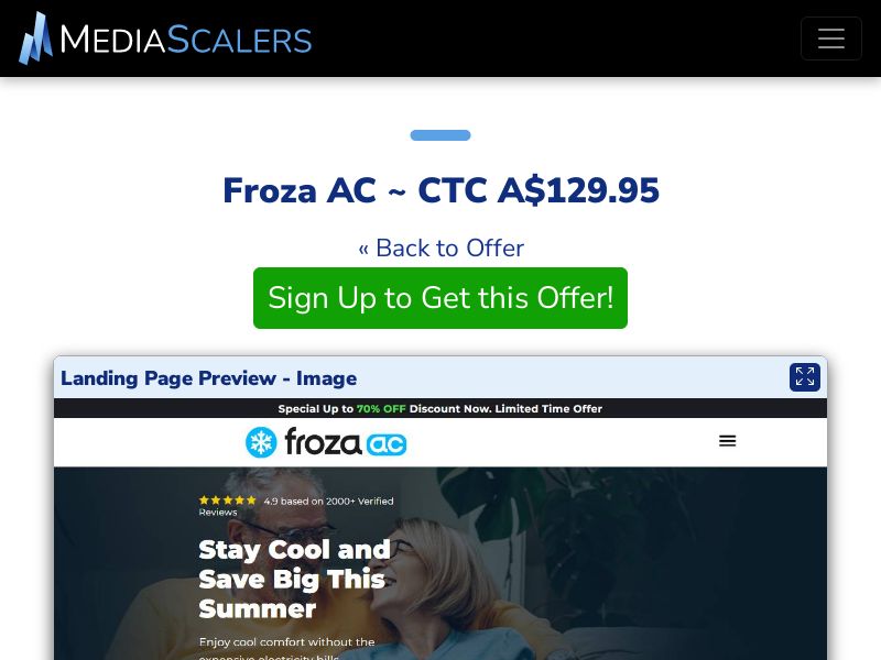 Froza AC ~ CTC A$129.95 {+Advertorial, DTC, Alt-Landers} (Event Tracking) [AU]