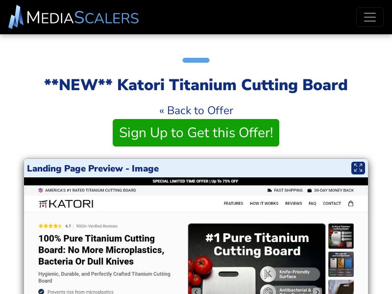 Katori Titanium Cutting Board {+DTC, Advertorial, Alt-Landers} [US, DE, CA, AU, GB, FR, IL, +236 More]