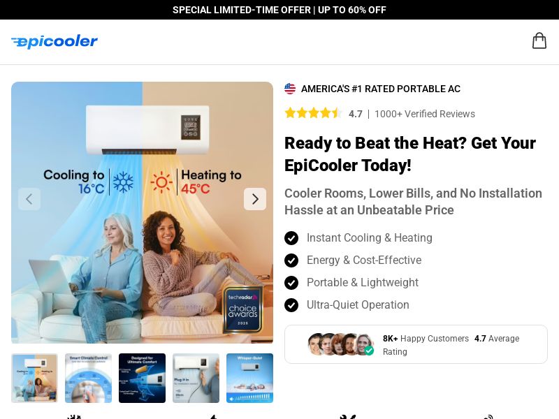 EpiCooler Portable AC - DTC [INTL] (Social,Banner,Native,Push,SEO,Search,Brand Bidding) - CPA