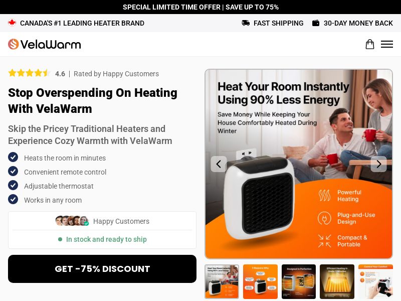 ! NEW OFFER - VelaWarm Heater - DTC [CA] (Social,Banner,Native,Push,SEO,Search,Brand Bidding) - CPA 