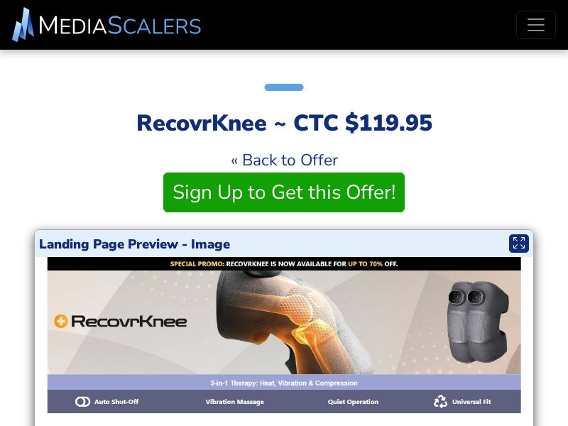 RecovrKnee ~ CTC $119.95 {+DTC, Alt-Landers} (Event Tracking) [US]