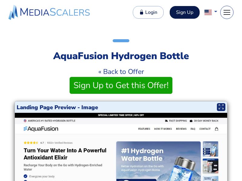 AquaFusion Hydrogen Bottle {+Advertorial, DTC, Alt-Landers} (Event Tracking) [US, DE, CA, AU, UK, FR, IL, +232 More]