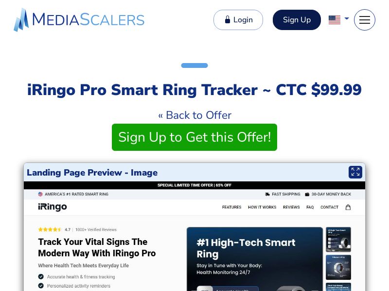 iRingo Pro Smart Ring Tracker ~ CTC $99.99 {+Advertorial, DTC, Alt-Landers} (Event Tracking) [US, DE, CA, AU, UK, FR, IL, +232 More]