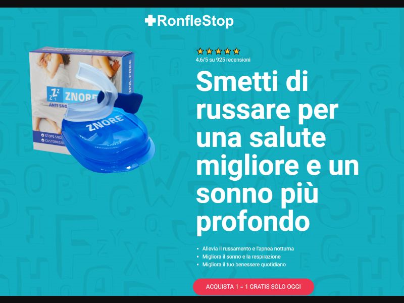 [WEB+MOB] RonfleStop - Stop Snoring €39,90 CTC /IT CC Submit [EMAIL ONLY]