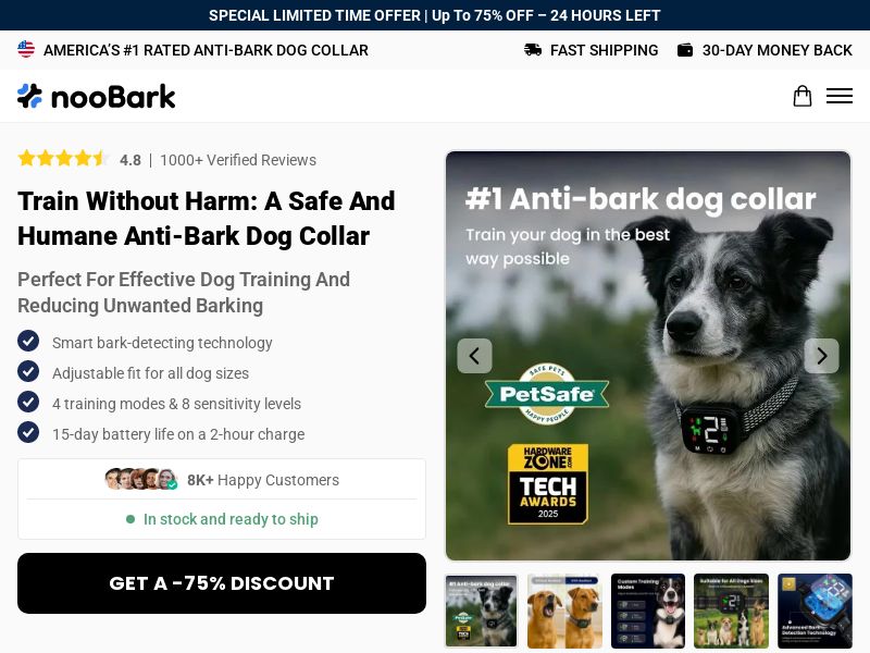 ! NEW OFFER - NooBark Anti-Bark Collar - Product Page [INTL] (Social,Banner,Native,Push,SEO,Search,Brand Bidding) - CPA