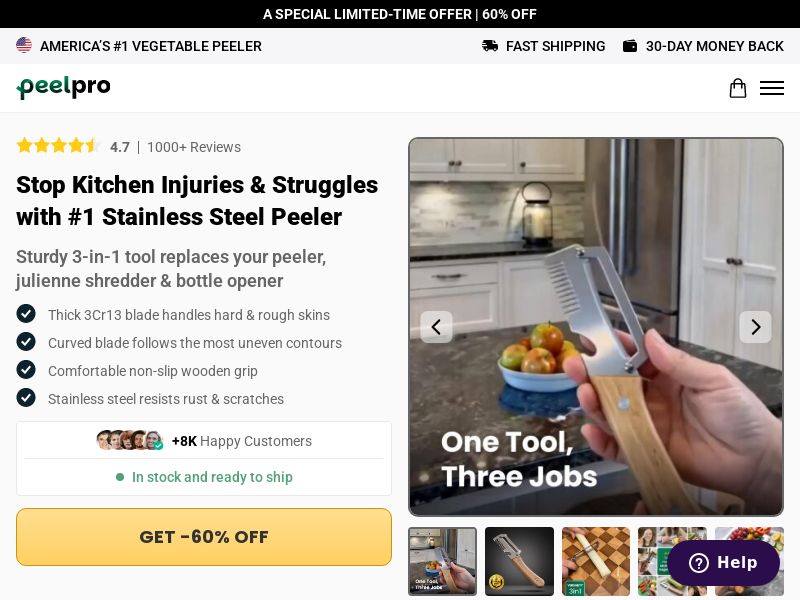 PeelPro Vegetable Peeler - Product Page [INTL] (Social,Banner,Native,Push,SEO,Search,Brand Bidding) - CPA