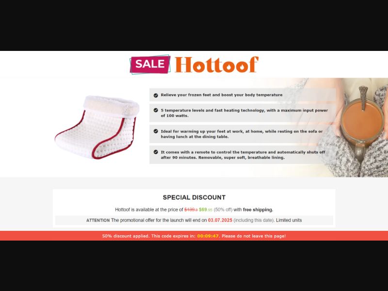 [WEB+MOB] Hottoof – Foot Warmer /International (112 GEOs) CPS *FB/TT/Google/Taboola Pixel* [Approval Required]
