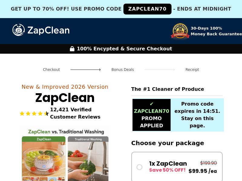 ! NEW OFFER - ZapClean Produce Cleaner - DTC [US,UK,AU] (Social,Banner,Native,Push,SEO,Search,Brand Bidding) - CPA