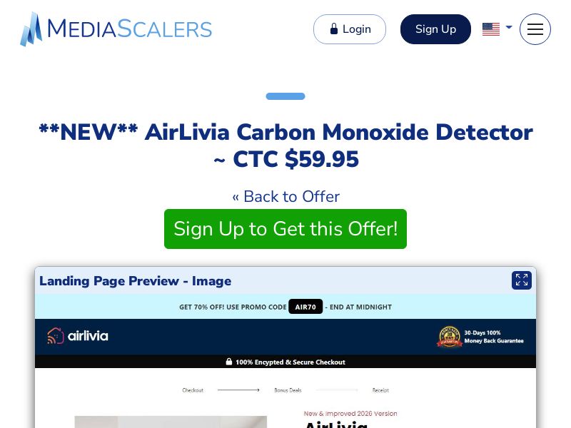 AirLivia Carbon Monoxide Detector ~ CTC $59.95 {+DTC, Alt-Landers} (Event Tracking) [US]