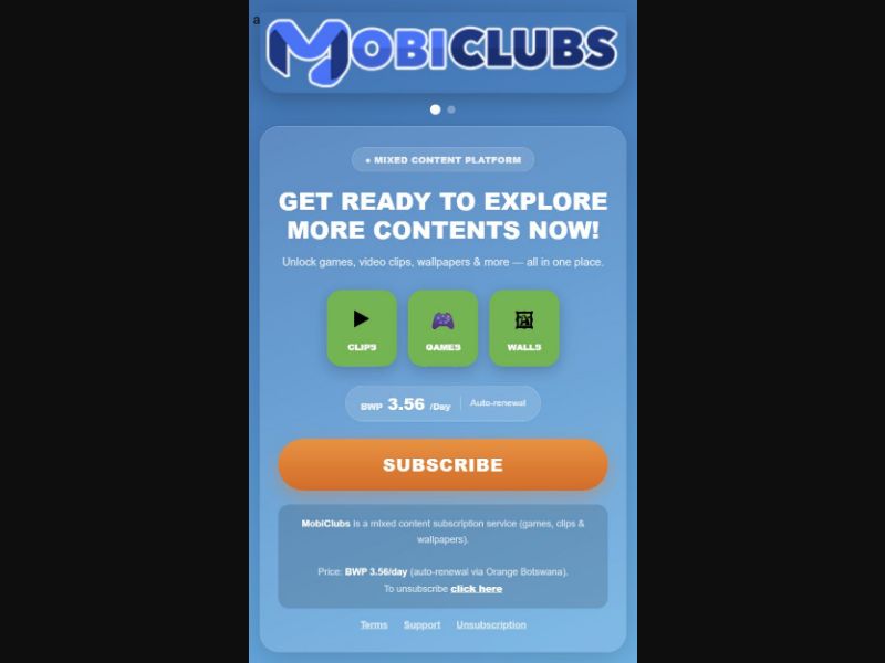 39107 - BW - [MOB] - Mobiclub Games - Orange - 2 Click