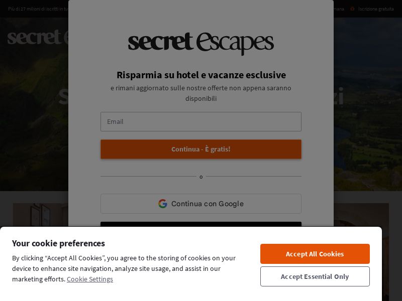 [WEB+MOB] Secret Escapes /IT - Revshare -1.60%