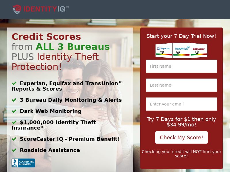 Trial - Identity IQ Plus Identity Theft Protection [US] (Native,Social,PPC,Push,SMS,Search,Email) - CPA {No BrandBidding}