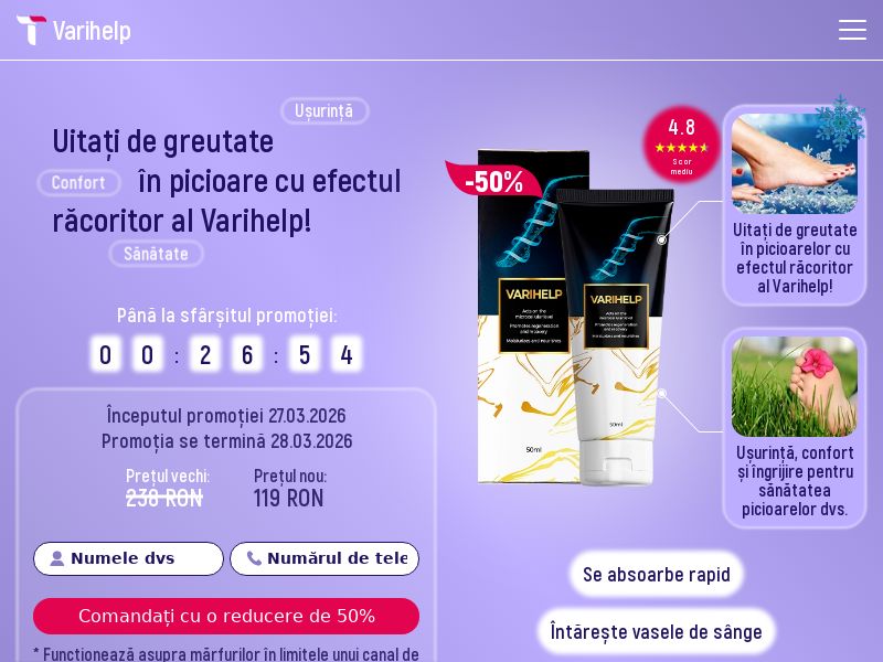 Varihelp 119 ron - VARICOSE CREAM HOLD