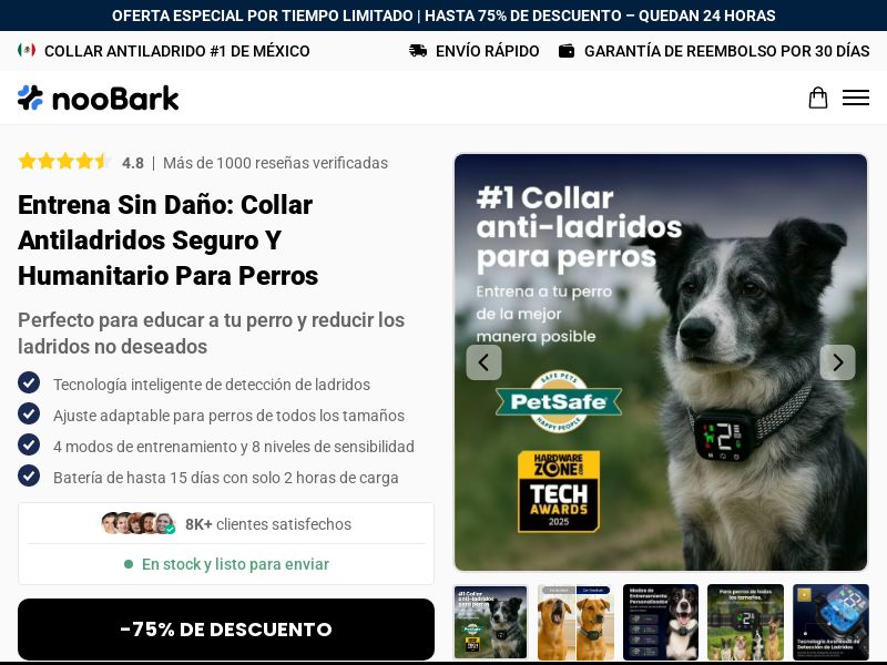 ! NEW OFFER - NooBark Anti-Bark Collar [LATAM] (Social,Banner,Native,Push,SEO,Search,Brand Bidding) - CPA