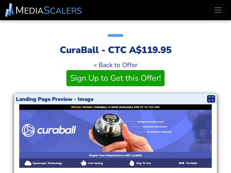 CuraBall - CTC A$119.95 (Event Tracking) [AU]
