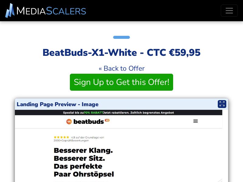 BeatBuds-X1-White - CTC €59,95 {+Advertorial, DTC, Alt-Landers} (Event Tracking) [DE, AT]