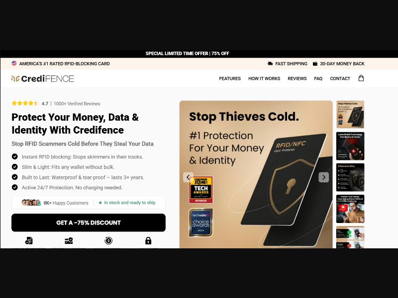 [WEB+MOB] Safe Card Protection - Credifence - CTC$39.99 /US CPS