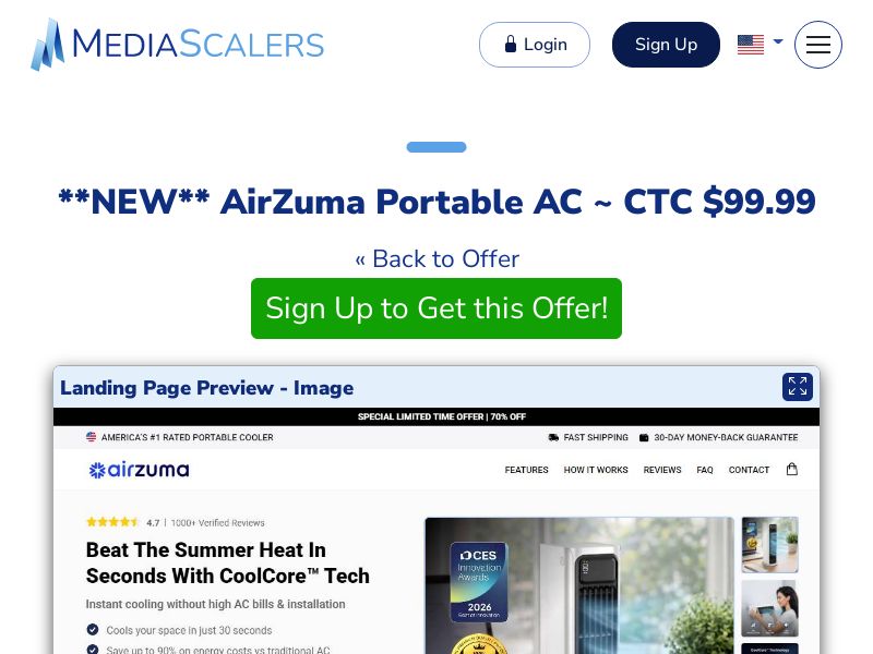 AirZuma Portable AC ~ CTC $99.99 {+Alt-Landers, DTC} (Event Tracking) [US, DE, CA, AU, UK, FR, IL, +232 More]