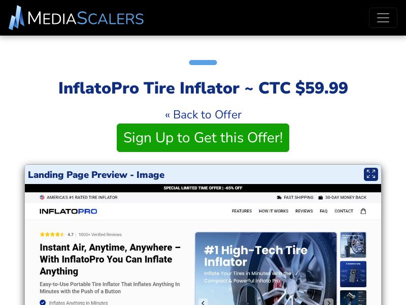 InflatoPro Tire Inflator ~ CTC $59.99 {+Advertorial, DTC, Alt-Landers} [US, DE, CA, AU, UK, FR, IL, +232 More]