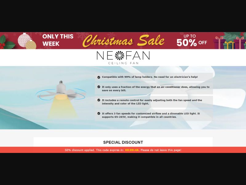 [WEB+MOB] Qinux NeoFan – Ceiling Fan /International (112 GEOs) CPS *FB/TT/Google/Taboola Pixel*