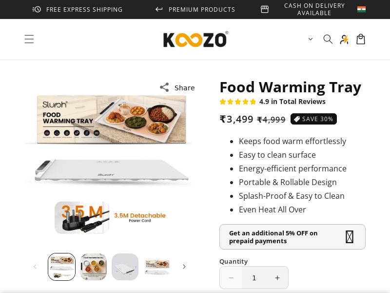 Food Warming Tray By Slursh CPA - India**